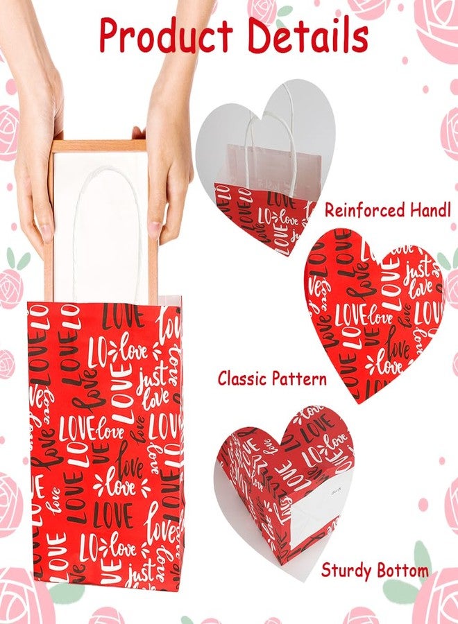 Linsuminn Valentines Gift Bags, 12 PCS Valentine Paper Bags with Handles, Valentines Day Gift Bag, Heart Shaped Valentine Treat Goodie Candy Cookie Bag for Valentine's Day Wedding Holiday Party Favor Supplies - Image 3